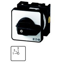 Łącznik krzywkowy 1P, 20A, 6,5kW, 1-2-3, bez samopowrotu, pokrętło czarne, natablicowy, T0-2-8230/E P/T | 088685 Eaton