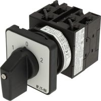 Łącznik krzywkowy 3P, 20A, 6,5kW, 1-0-2, bez samopowrotu, pokrętło czarne, natablicowy, T0-3-8401/E P/T | 091047 Eaton