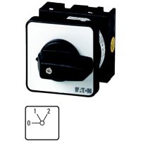 Łącznik krzywkowy 1P, 20A, 6,5kW, 0-1-2, bez samopowrotu, pokrętło czarne, natablicowy, T0-1-91/E P/T | 072082 Eaton