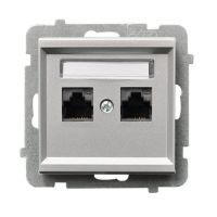 Gniazdo komputerowe podwójne, kat. 5e MMC, srebro mat, SONATA | GPK-2R/K/m/38 Ospel