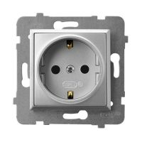 Gniazdo pojedyncze z/u Schuko GP-1US/m/18 srebro, Aria | GP-1US/m/18 Ospel