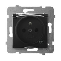Gniazdo bryzgoszczelne z/u IP-44, czarny matowy ARIA | GPH-1UZ/m/33/d Ospel