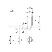 Końcówki kablowe aluminiowe kątowe typu KD90A 120/12  przekrój: 120mm2, otwór pod śrubę M12 (50szt) | E12KA-01015102700 Ergom