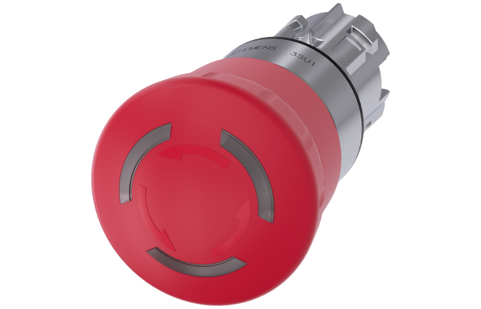 Przycisk grzybkowy awaryjny podświetlany, 22mm, okrągły, metal błyszczący, czerwony, SIRIUS ACT | 3SU1051-1HB20-0AA0 Siemens