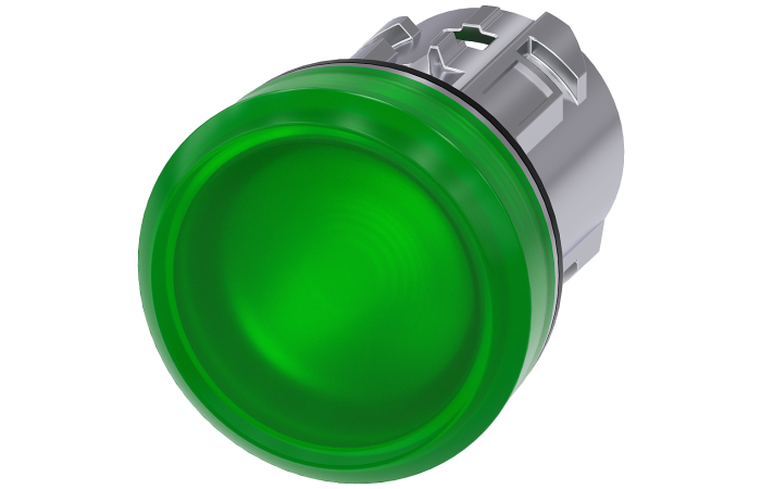 Lampka sygnalizacyjna 22mm, okrągła, metal błyszczący, zielona, gładka, SIRIUS ACT | 3SU1051-6AA40-0AA0 Siemens