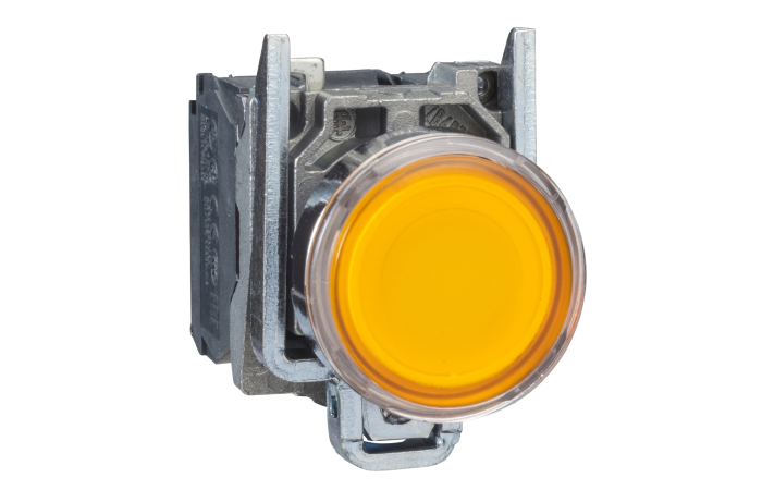Przycisk podświetlany żółty kryty Fi-22mm z samopowrotem 24V 1NO+1NC | XB4BW35B5 Schneider Electric