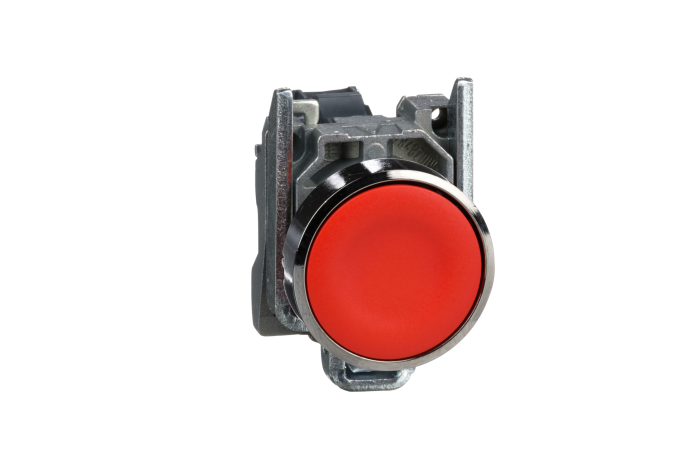 Przycisk czerwony kryty Fi-22mm z samopowrotem 1NC bez oznczenia | XB4BA42 Schneider Electric