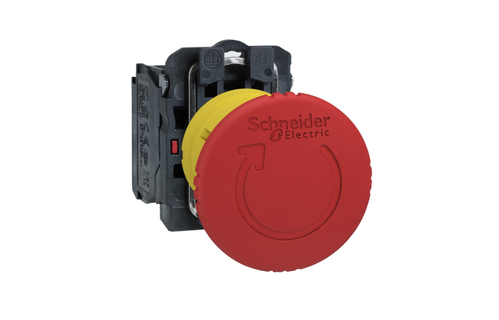 Przycisk bezpieczeństwa 22mm z blokadą odryglowania przez obrót 1NC, czerwony | XB5AS8442 Schneider Electric