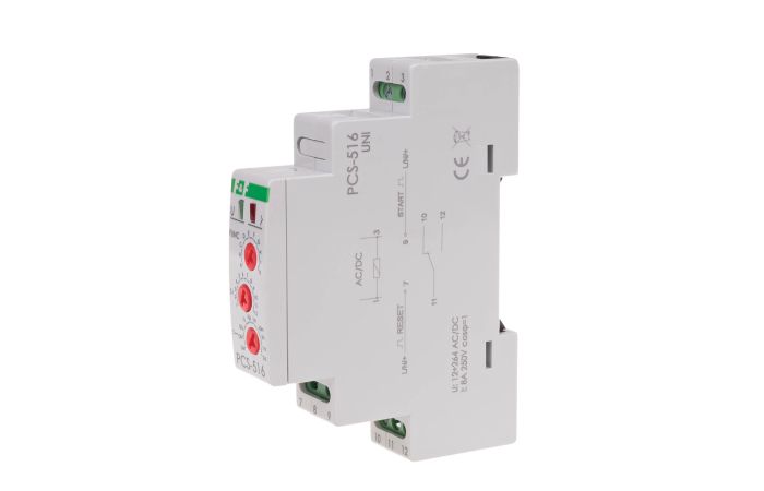 Przekaźnik czasowy 10-funkcyjny PCS-516UNI styk 1 NO/NC 12-264V na szynę DIN | PCS-516UNI F&F