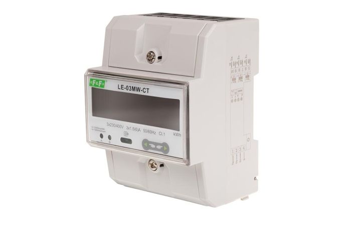 Licznik energii elektrycznej LE-03MW taryfowy dwukierunkowy trójfazowy, RS-485+Modbus RTU półpośredn | LE-03MW-CT F&F