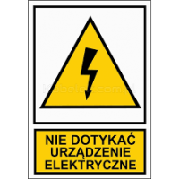 Tablica, naklejka samoprzylepna (A/1) 52x74 "NIE DOTYKAĆ URZĄDZENIE ELEKTRYCZNE" NO4-NDUE | NO4-NDUE Trytyt