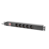 Listwa zasilająca RACK PDU 19" LANBERG 1U 16A 5X 230V SCHUKO 2m czarna | PDU-05F-0200-BK Lanberg