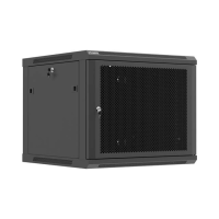 Szafa instalacyjna RACK wisząca 19" 9U 600X600 czarna drzwi perforowane LANBERG (FLAT PACK) | WF01-6609-23B Impakt