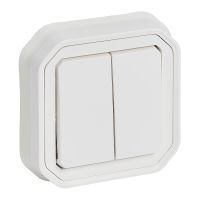 Łącz. podwójny/przy. podwójny komplet podtynk. 10AX-250V~ biały, Nowe Plexo | 069855L Legrand