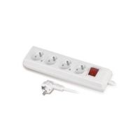 Przedłużacz z czterokrotnym gniazdem z wyłącznikiem ECO 4X2p+Z, 10A 1,5m biały PS-470WS/1,5 | W-97492 Plastrol