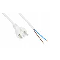 Przewód przyłączeniowy z wtyczką prostą IP20 , 2x1, H05VV-F, 4m, biały PP-21/4M/2X1/H05VV-F | W-98341 Plastrol