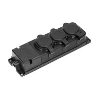 Rozgałęźnik warsztatowy bryzgoszczelny, odporny na uderzenia, IP44, 3x2P+Z, 16A, 230V AC, gumowy, uniepalniony, czarny | OR-AE-13166 Orno