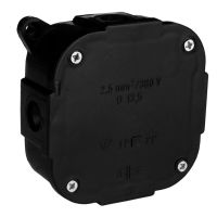 Puszka n/t 88x88x40mm IP44 400V z zaciskiem czarna, VP-74 | 074-55 Viplast