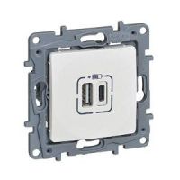 Gniazdo 2xUSB typ A+C, 3A białe, Niloe Selection | 764597 Legrand