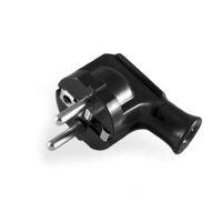 Wtyczka kątowa pojedyncza UNISCHUKO z uziemieniem 16A 250V, czarna, 2P+Z  | WT-35-2 Elgotech