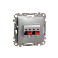 Gniazdo głośnikowe podwójne, srebrne aluminium, Sedna Design & Elements | SDD113411 Schneider Electric