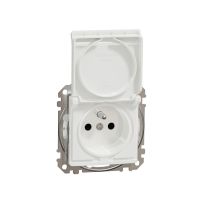 Gniazdo zasilające 2P+PE z przesłonami torów prądowych IP44, białe, Sedna Design & Elements | SDD211013 Schneider Electric