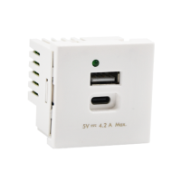 USB ładowarka K45 (45x45) gniazdo typ A+C 5V/4,1A, czysta biel Simon Connect | K126G/9 Kontakt Simon