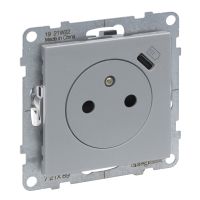 Gniazdo płaskie 2P+Z 16 A z USB Typ C 1,5 A zaciski automatyczne z przesłoną, aluminium, Suno | 721389 Legrand