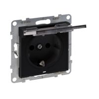 Gniazdo Schuko 2P+Z 16A 250V z przesłoną IP 21 zaciski automatyczne, czarny, Suno | 721427 Legrand