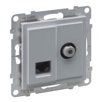 Gniazdo TV typ "F" 1.5 dB + RJ45 KAT 6 UTP, aluminium, Suno | 721362 Legrand