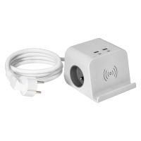 Listwa zasilająca nabiurkowa z ładowarką USB, śrubowym zaciskiem mocującym i przewodem 1,5m, 2x2P+Z, | OR-AE-13249/W Orno