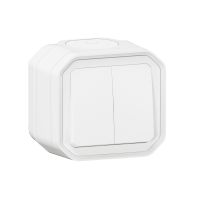 Łącznik/przycisk podwójny 10AX 250V IP55 komplet n/t, biały, Nowe Plexo  | 069755L Legrand