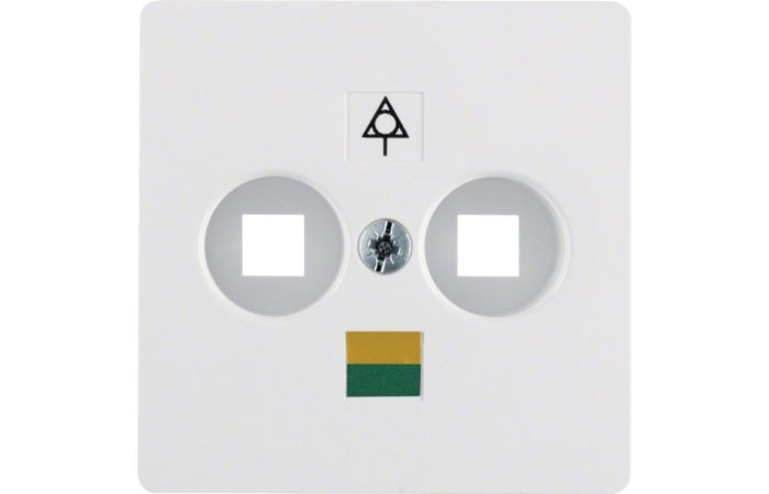 Płytka czołowa do gniazda wyrównania potencjału 2-kr, biały, połysk, B.Kwadrat/K.x | 140309 Hager