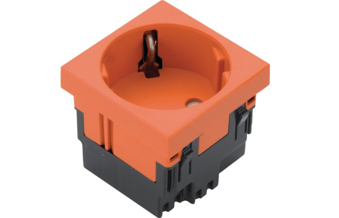 Gniazdo Schuko 33st. 1-krotne 45x45mm bezhalogenowe pomarańczowy, Tehalit.GB-EG | ESR1332004 Hager
