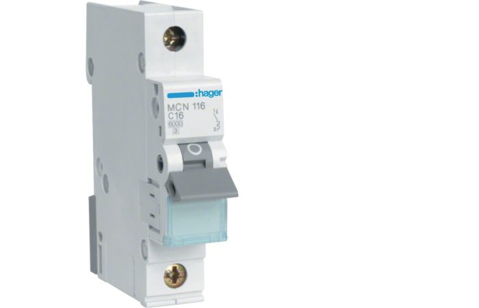 Wyłącznik nadprądowy 6kA 1P C 16A, MCB | MCN116E Hager