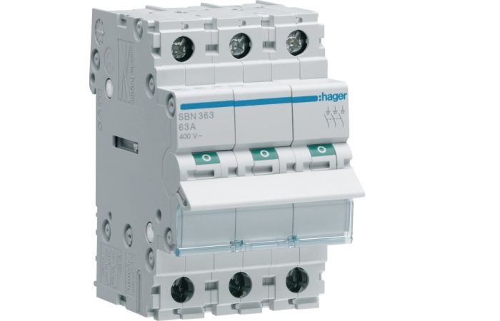 Modułowy rozłącznik izolacyjny 3P 63A 400VAC | SBN363 Hager