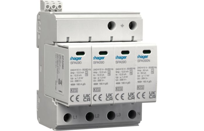 Ogranicznik przepięć T1+T2 SPD MOV 4P TN-S/TT | SPA931 Hager