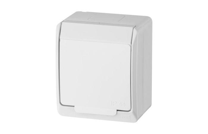 Gniazdo hermetyczne natynkowe pojedyncze z uziemieniem 2P+Z IP44, białe, Hermes | 0321-02 Elektro-Plast Nasielsk