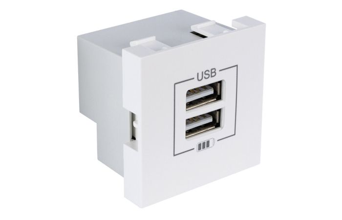 Gniazdo podwójne USB do ładowania, biały, Quadro 45 | 45439SBR Efapel