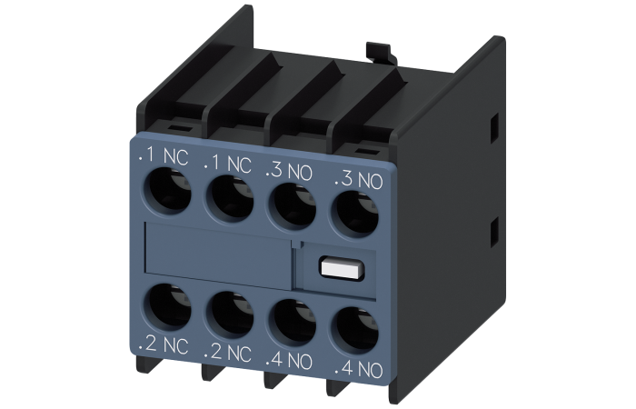 Blok styków pomocniczych 2NO i 2NC Montaż czołowy do styczników wlk. S00 do S3 Zaciski śrubowe | 3RH2911-1HA22 Siemens