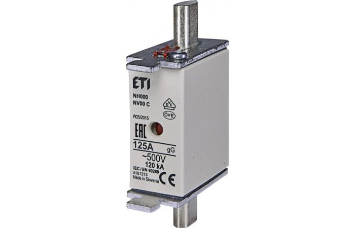 Wkładka topikowa przemysłowa Kombi NH00 125A gG 500V WT-00 (zwłoczna) | 004182215 Eti