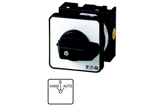 Łącznik krzywkowy 1P, 20A, 6,5kW, H-0-A, bez samopowrotu, pokrętło czarne, natablicowy, T0-1-15431/E P/T | 019872 Eaton