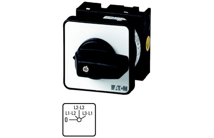 Łącznik krzywkowy 4P, 20A, 6,5kW, 0-faz/faza, pokrętło czarne, natablicowy, T0-2-15920/E P/T | 38861 Eaton