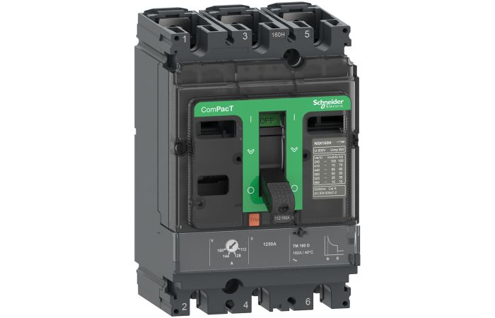 Wyłącznik mocy ComPacT NSX160B, 3P, 100A, 25kA, wyzwalacz termomagnetyczny TMD, ComPacT NSX  | C10B3TM100 Schneider Electric