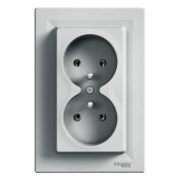 Gnizado podwójne z/u 16A aluminium, Asfora | EPH9800261 Schneider Electric