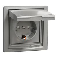 Gniazdo Schuko IP44 z ramką(1-krotne), alu | EPH3100361 Schneider Electric