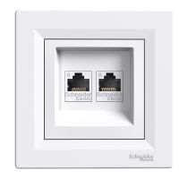 Gniazdo komputerowe podwójne 2xRJ45 kat. 6 z ramką białe , Asfora | EPH4800121 Schneider Electric