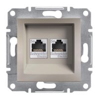 Gniazdo komputerowe 2x RJ45 kat.5e UTP bez ramki brąz, Asfora | EPH4400169 Schneider Electric