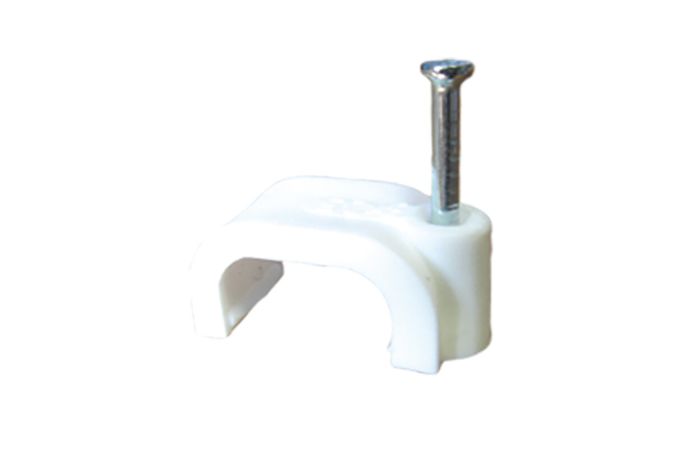 Uchwyt kablowy z gwoździem Uchwyt kablowy okrągły UV FLOP-10/6, 10x6mm, YDYp 3x1,5 biały (100szt) | 27.106 Elektro-Plast Opatówek
