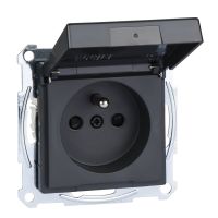 Gniazdo pojedyncze z/u 16A IP44 z przesłonami i klapka antracyt, Merten | MTN2514-0414 Schneider Electric